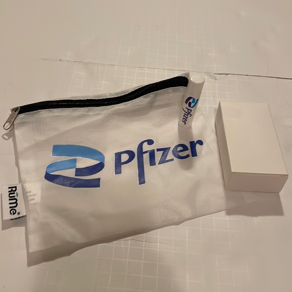 New! Pfizer Bag W/Zipper & Power Bank